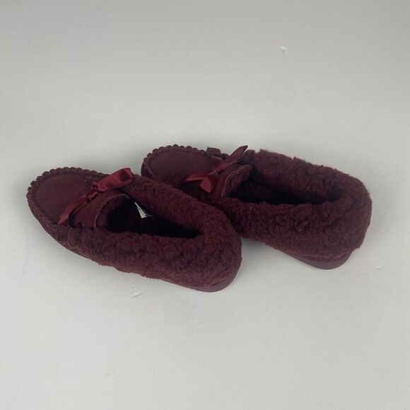 BEARPAW Women Moccasin Comfortable & Light-Weight Slipper/Shoe Size 7 Wool Wine - Picture 6 of 14